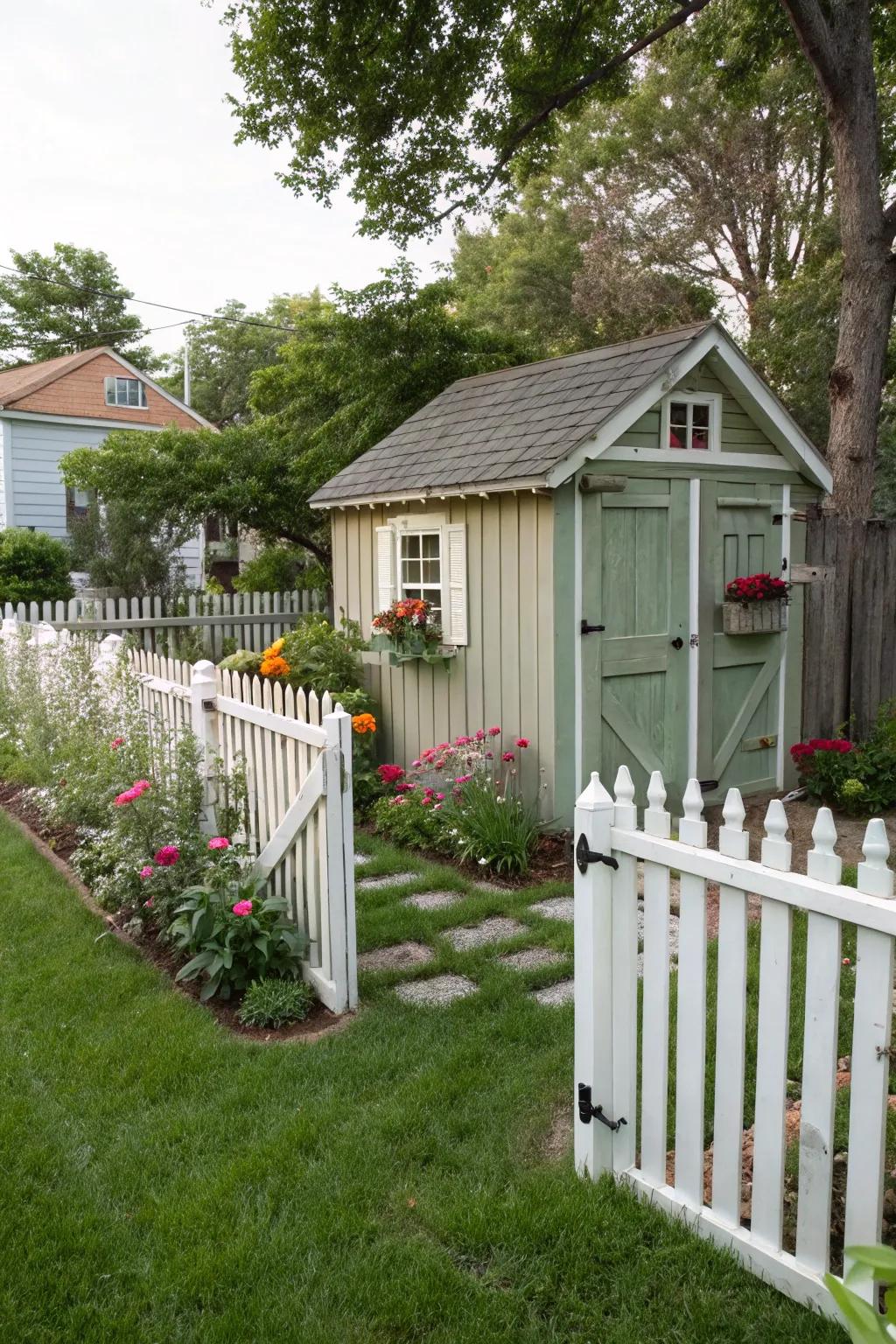 A fence adds visual interest and defines the space around your shed.