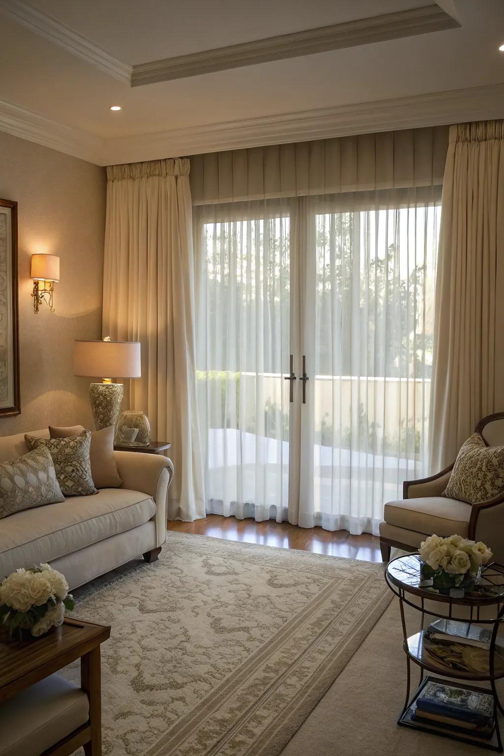 Seclusion sheers pair elegance with brightness management.