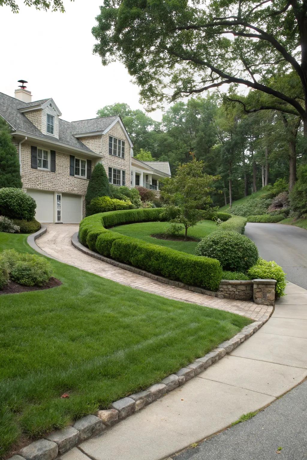 A driveway that integrates beautifully into the surrounding landscape.