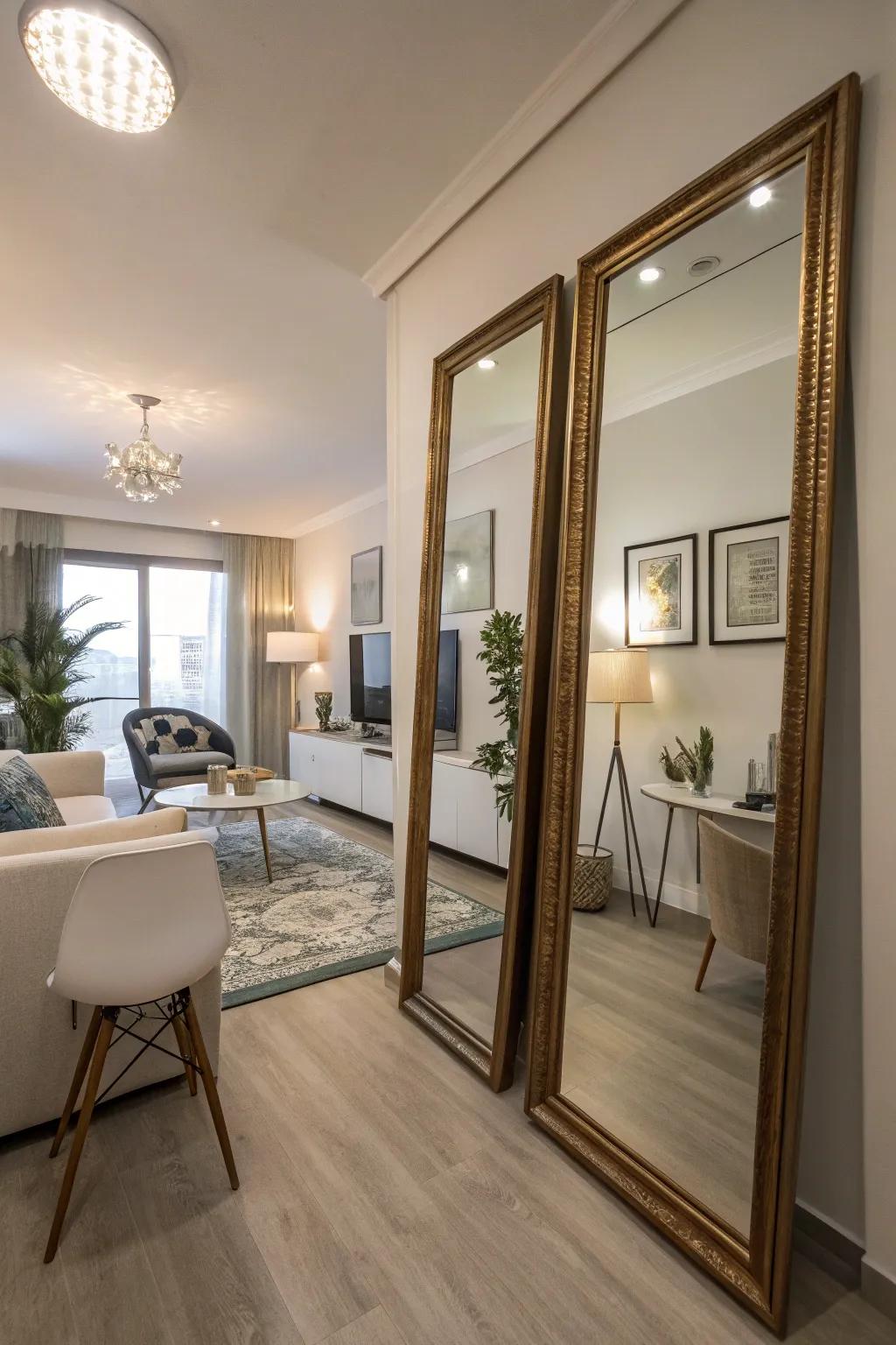 Mirrors amplify space and light.