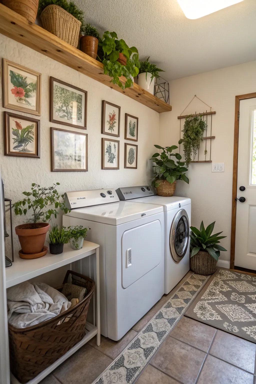 Infuse allure into your laundry setting through tailored decor.