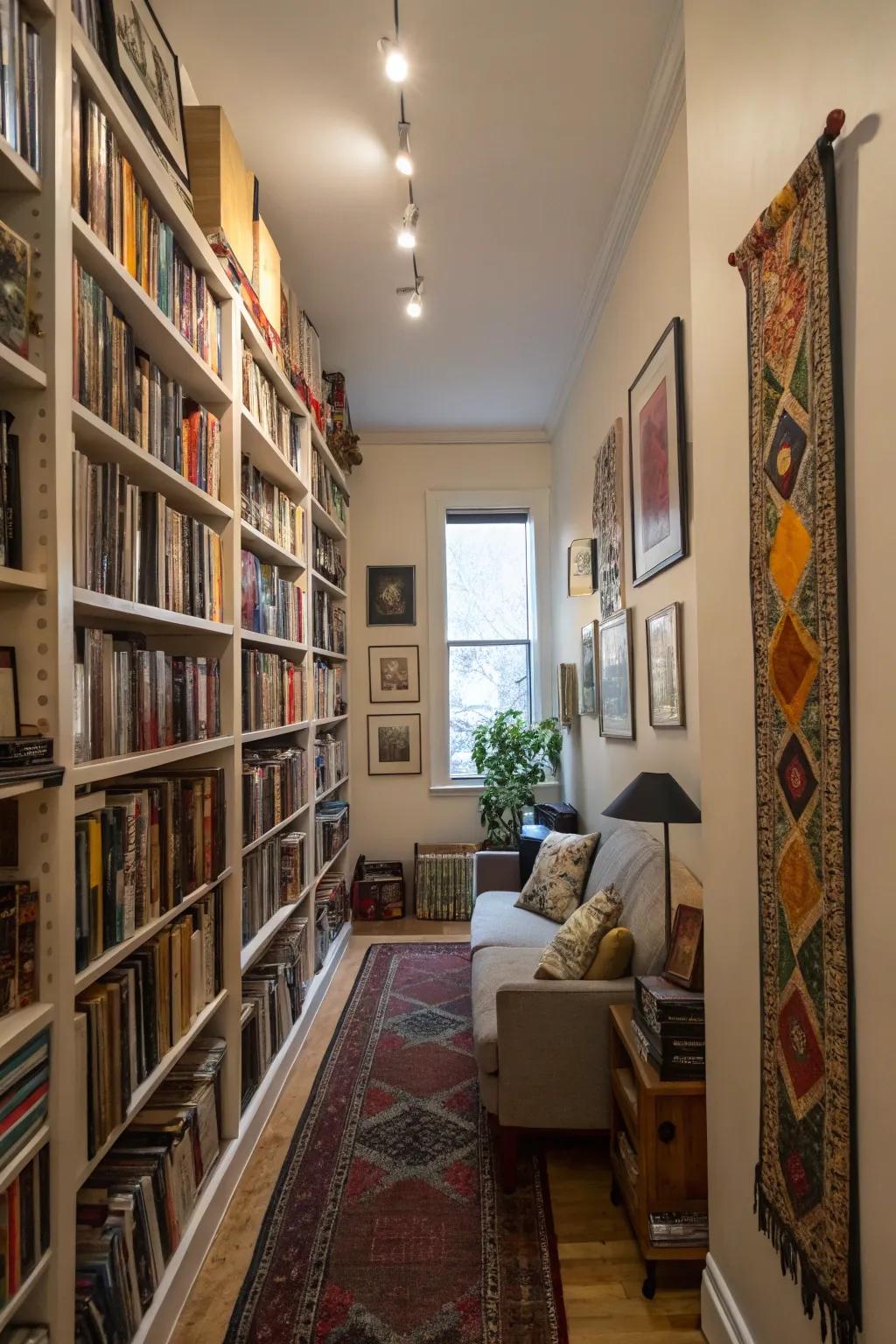 Using vertical space makes the room look taller.