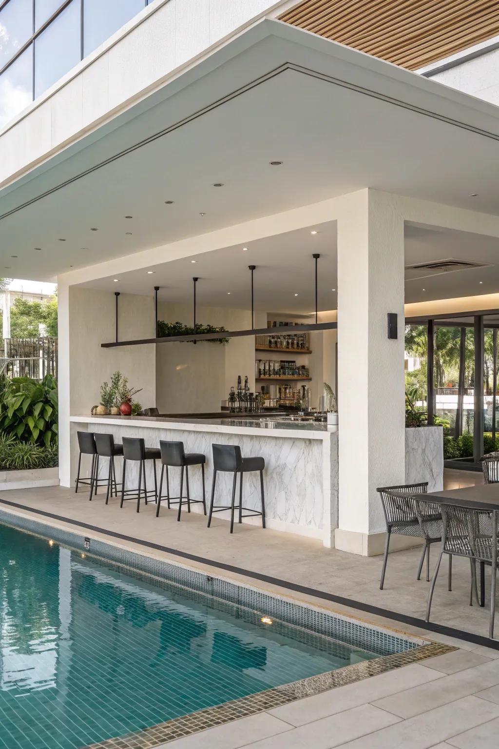 Minimalist design adds a touch of sophistication to your pool bar.