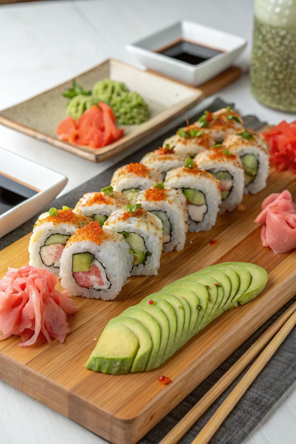 A sophisticated sushi selection for adventurous snackers.