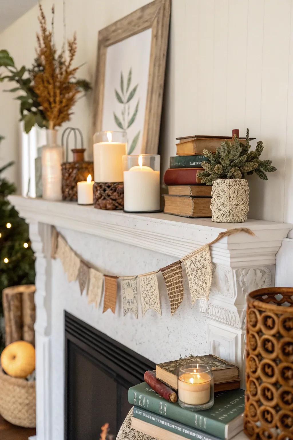 Layering creates depth and warmth on your spring mantel.