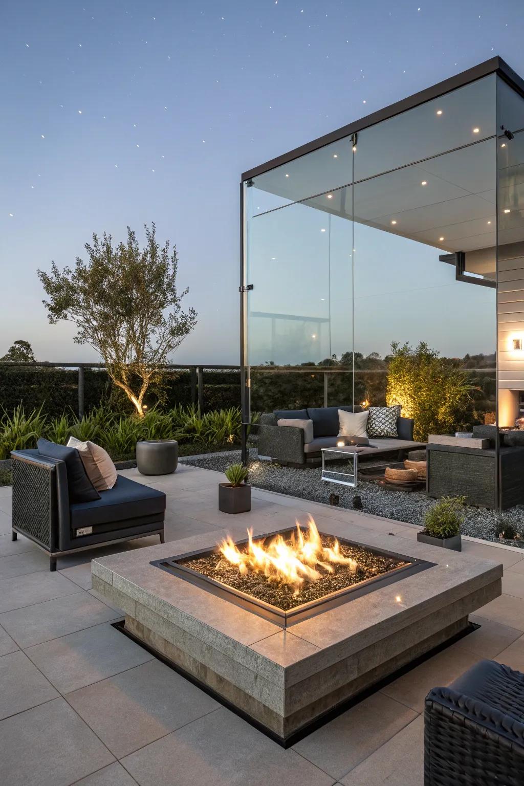 Glass wind guards add elegance and functionality.