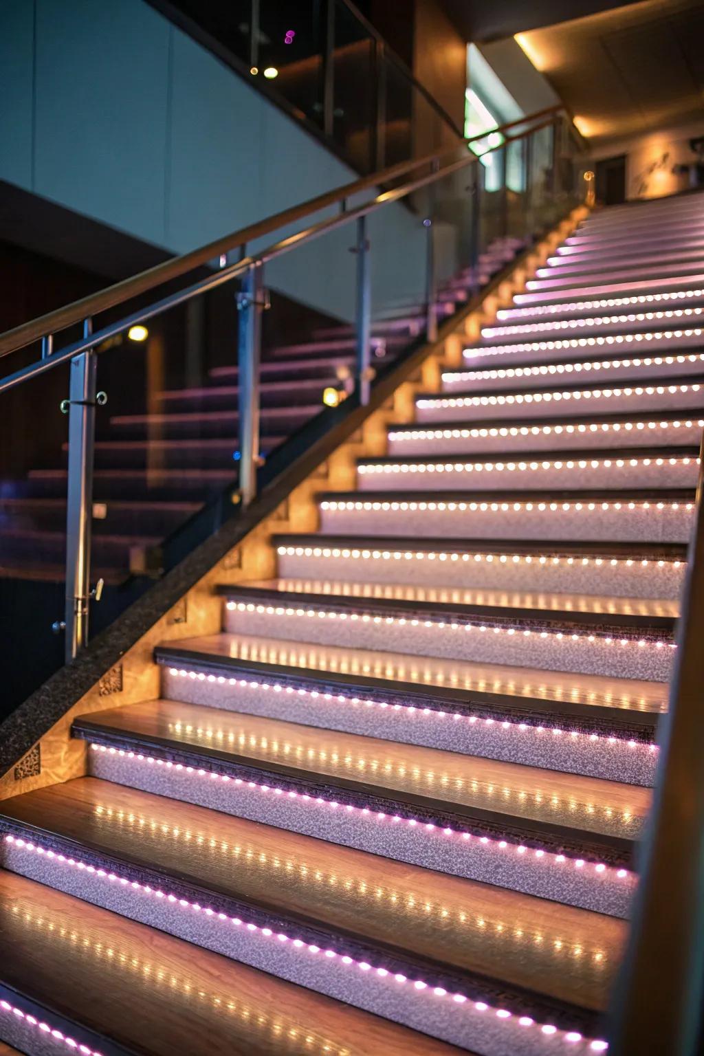 Illuminated steps boost safety and atmosphere.