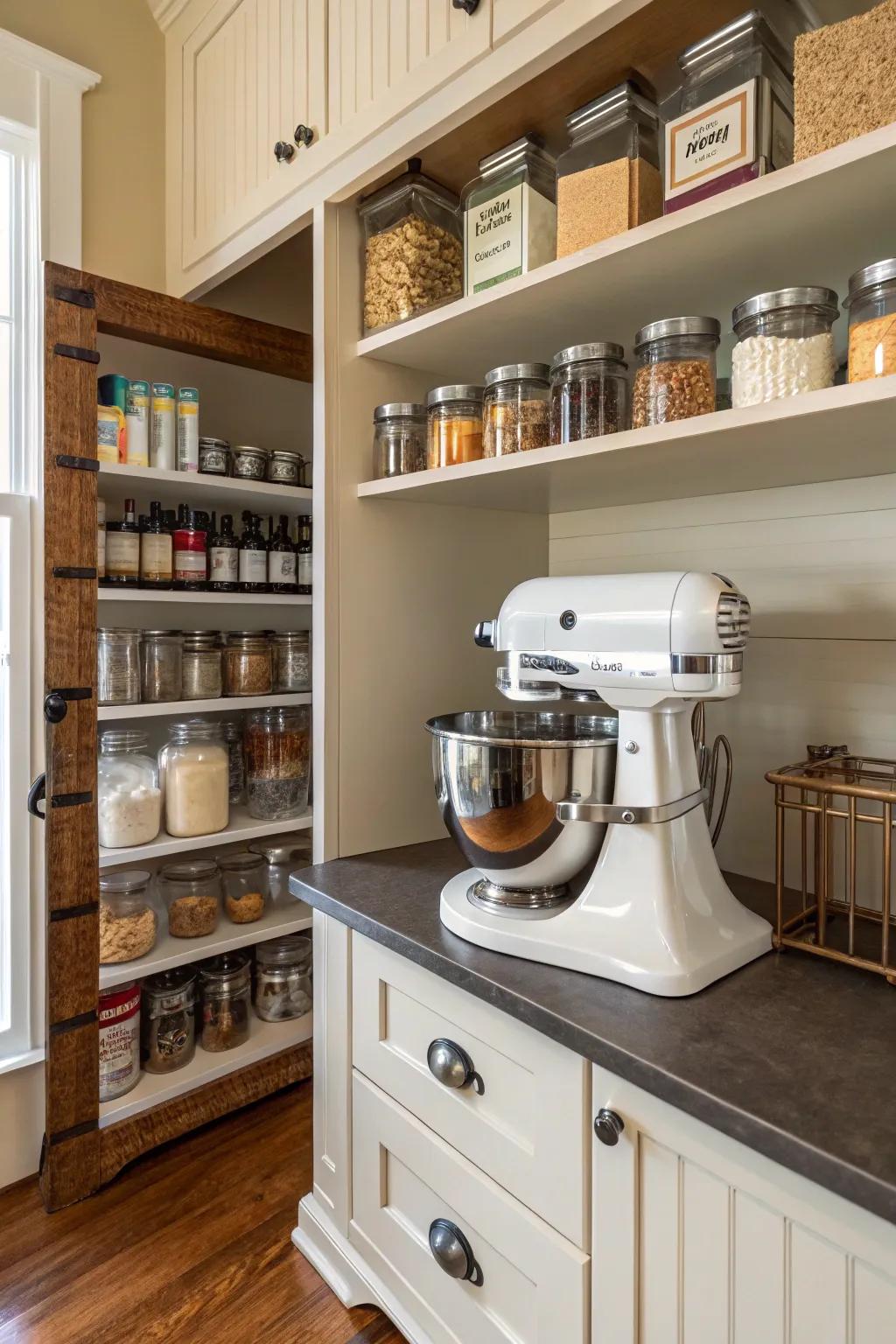 Out of view: A pantry for occasional mixer keeping