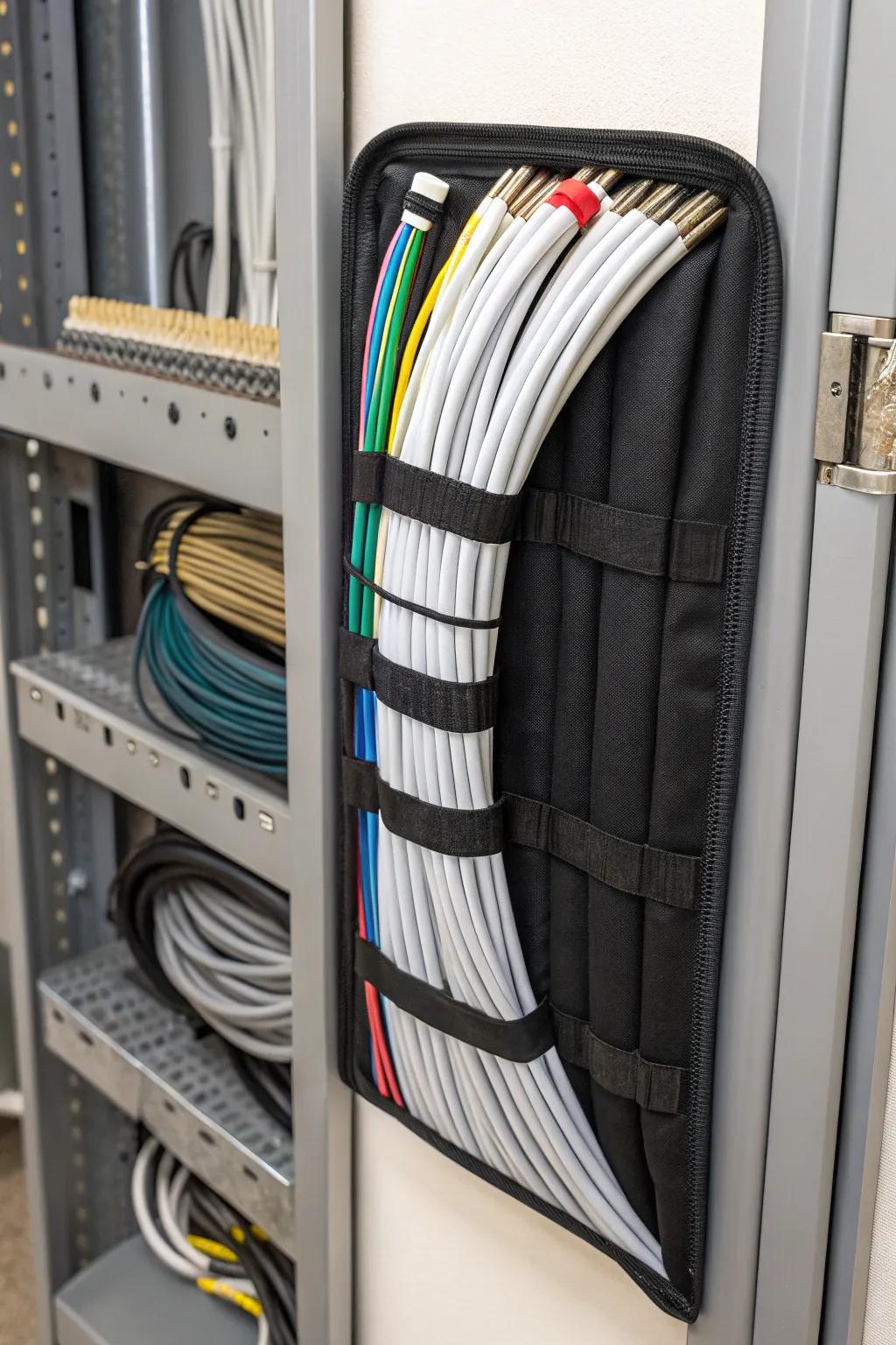 Cable covers bundle multiple wires into a single, tidy unit.