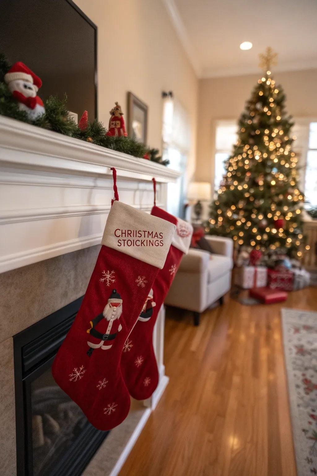Personalized stockings conveying warmth and individuality.