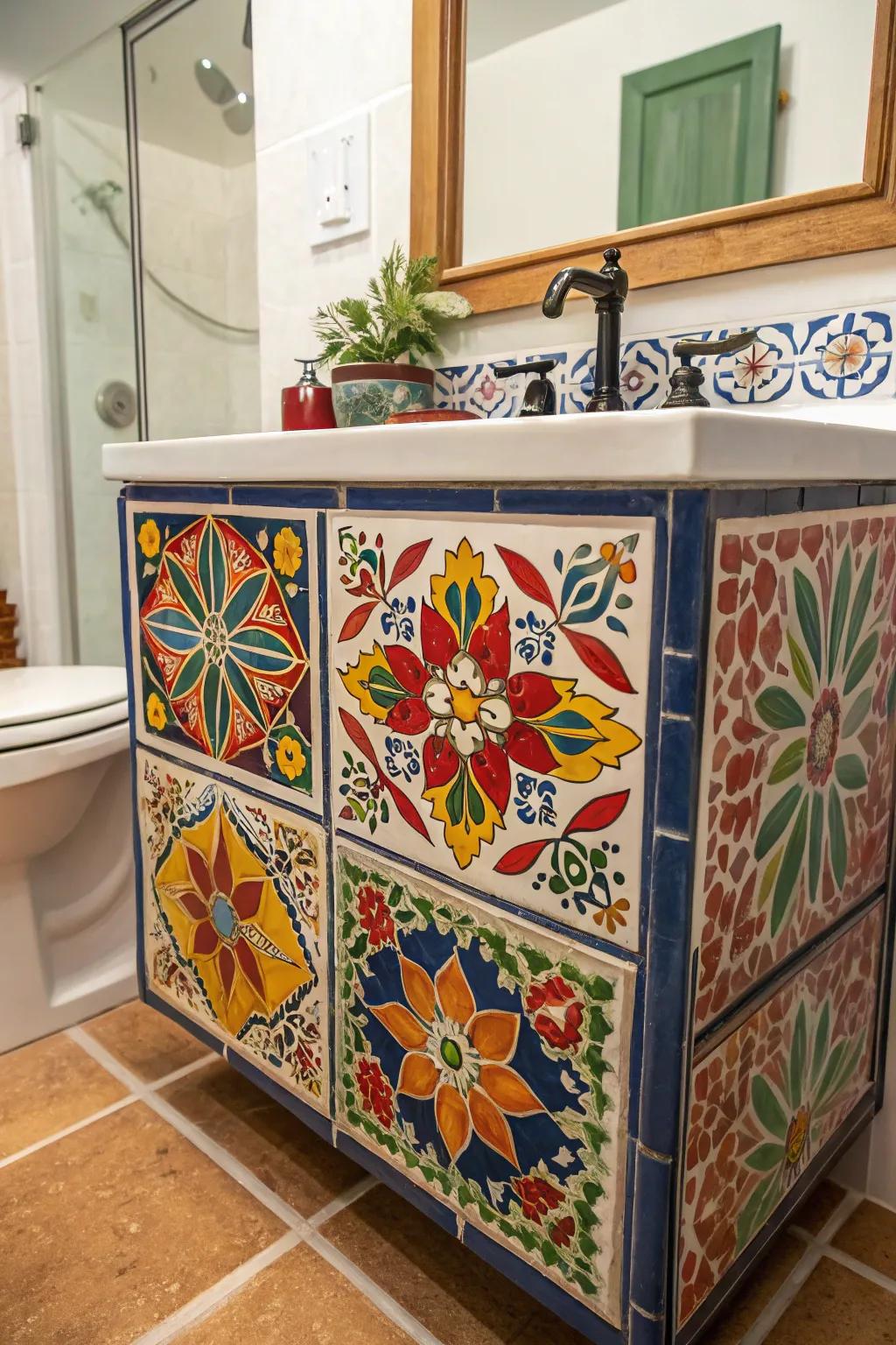 Add character to your bathroom vanity with Andalusian mosaics.