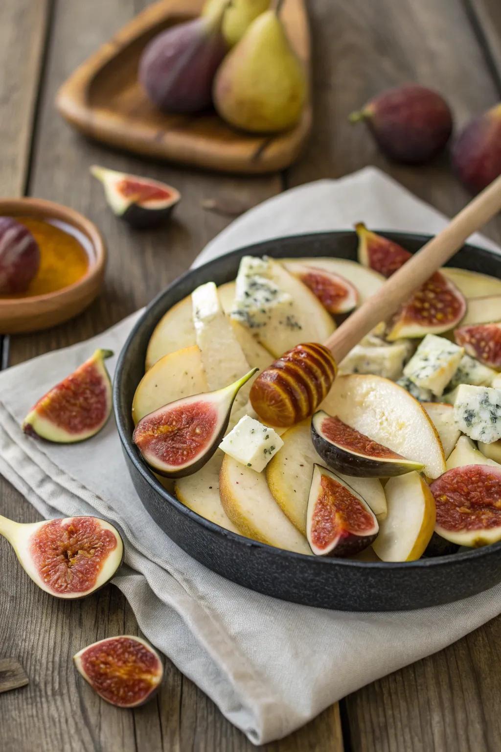 A decadent ensemble of pears and figs for an unforgettable culinary journey.
