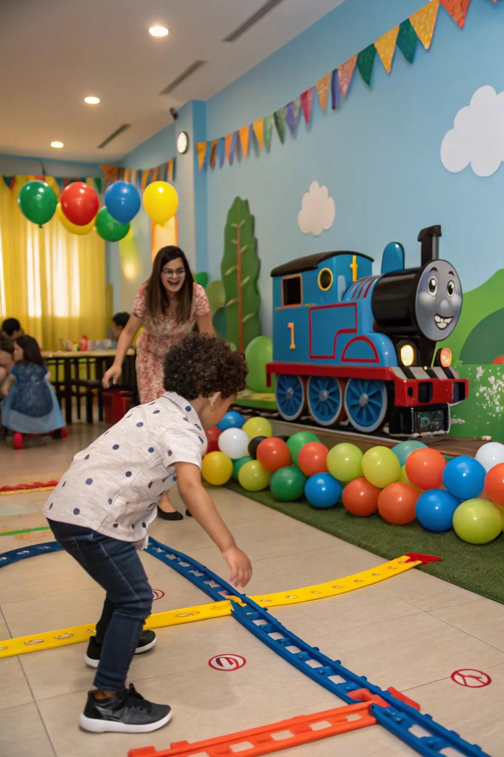 Locomotive-inspired activities keep the little ones entertained.