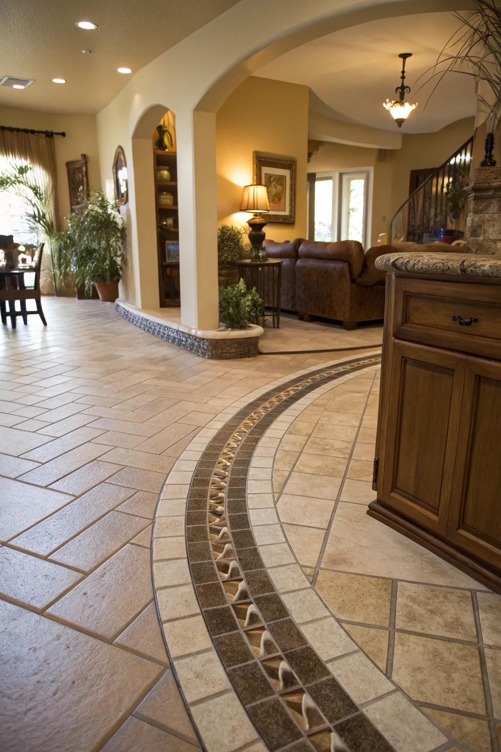 Soften environments through graceful curvilinear junctions.