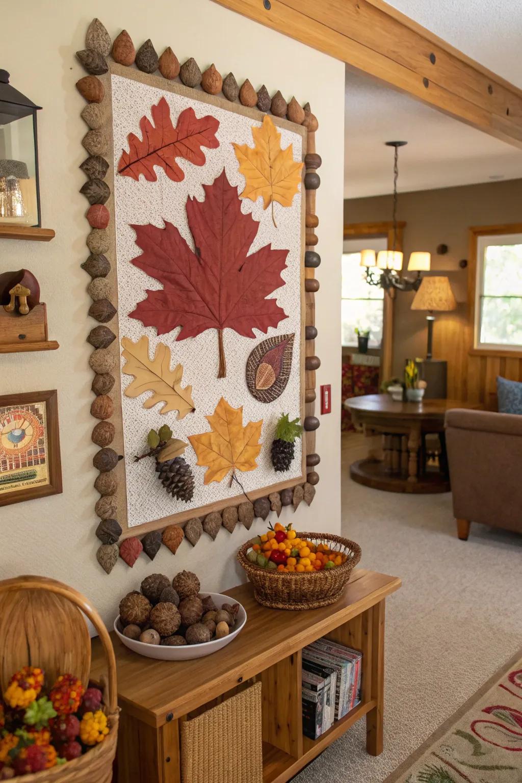 Seasonal leaves add a natural touch to the Thanksgiving presentation.