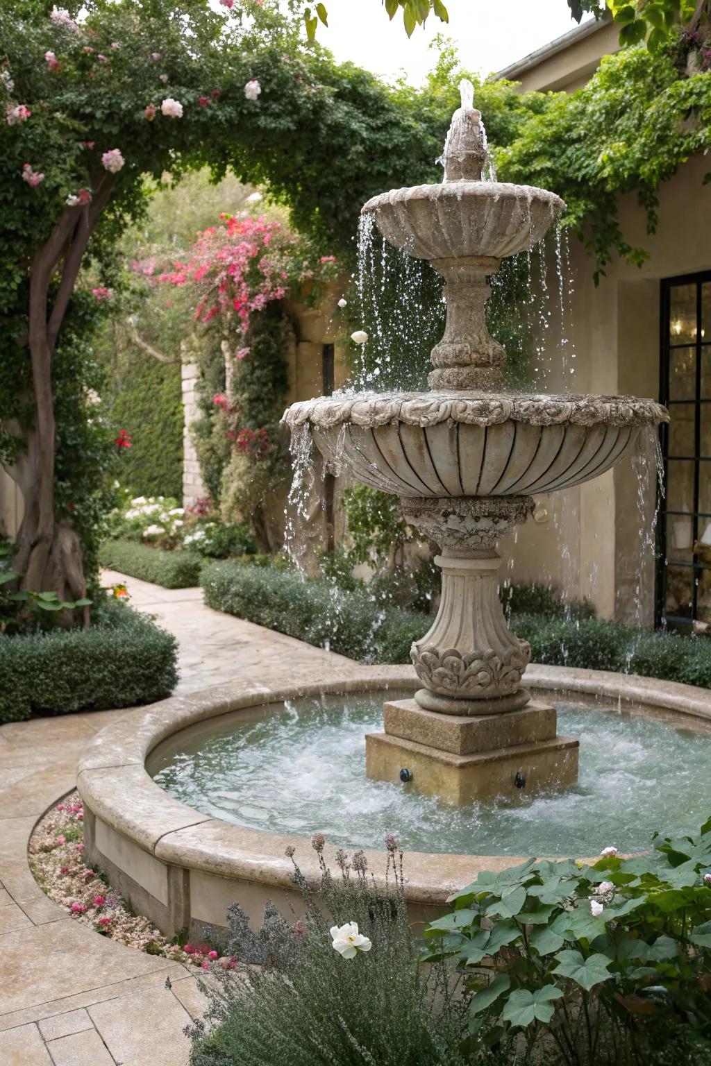 Artistic water elements make a daring proclamation.