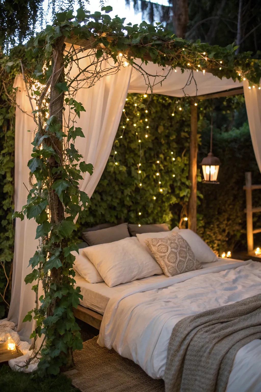 Impart a whimsical stroke across your bed through creepers.