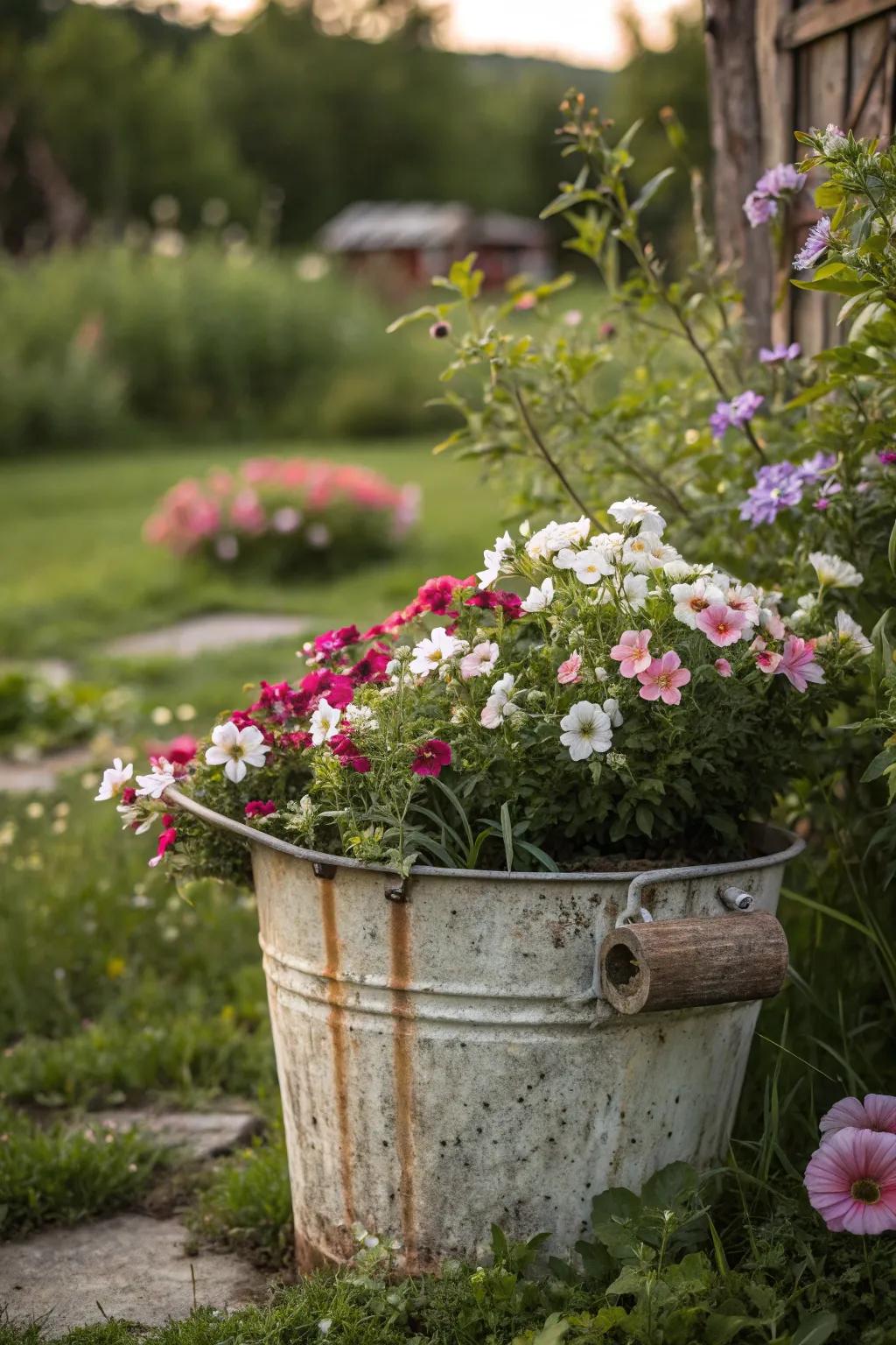 Transform unexpected objects into striking floral displays.