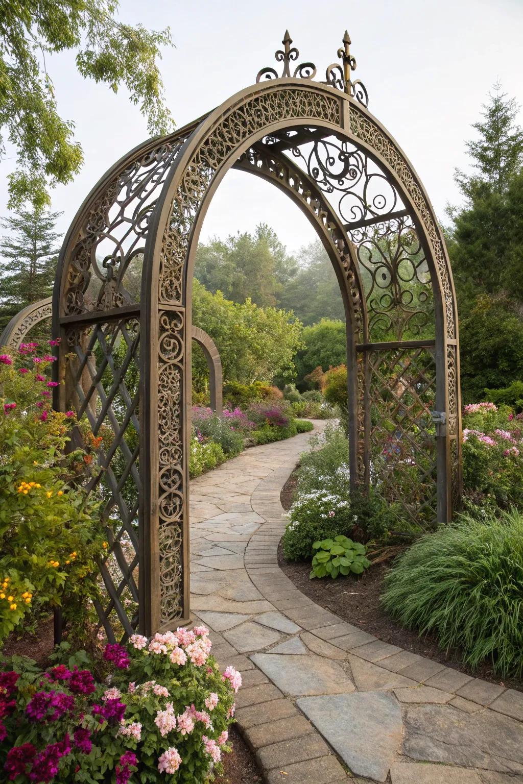 Artistic arches distinguish themselves as exquisite focal attractions in any garden.