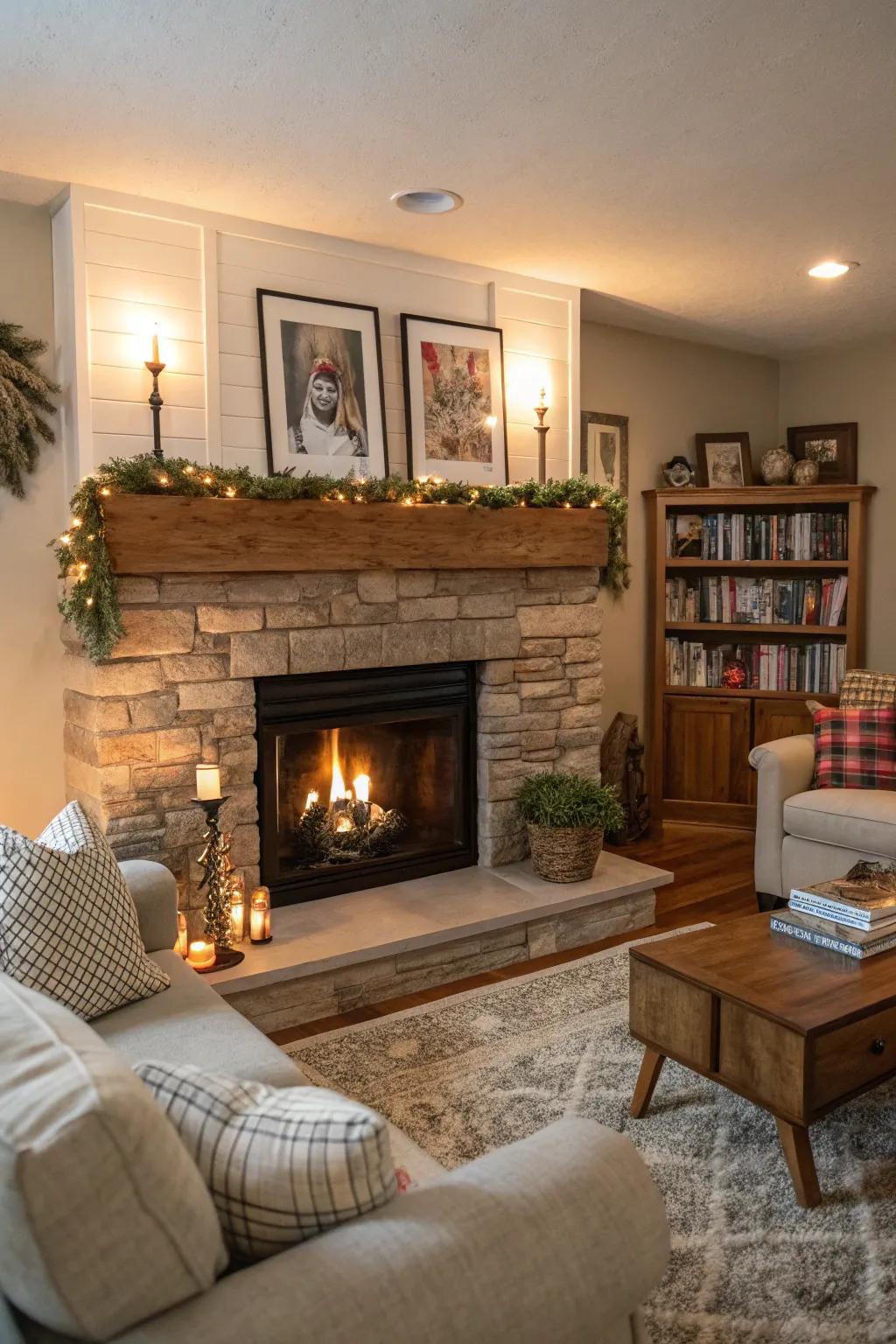 A hearth serves as a warm and inviting focal point in any family room.