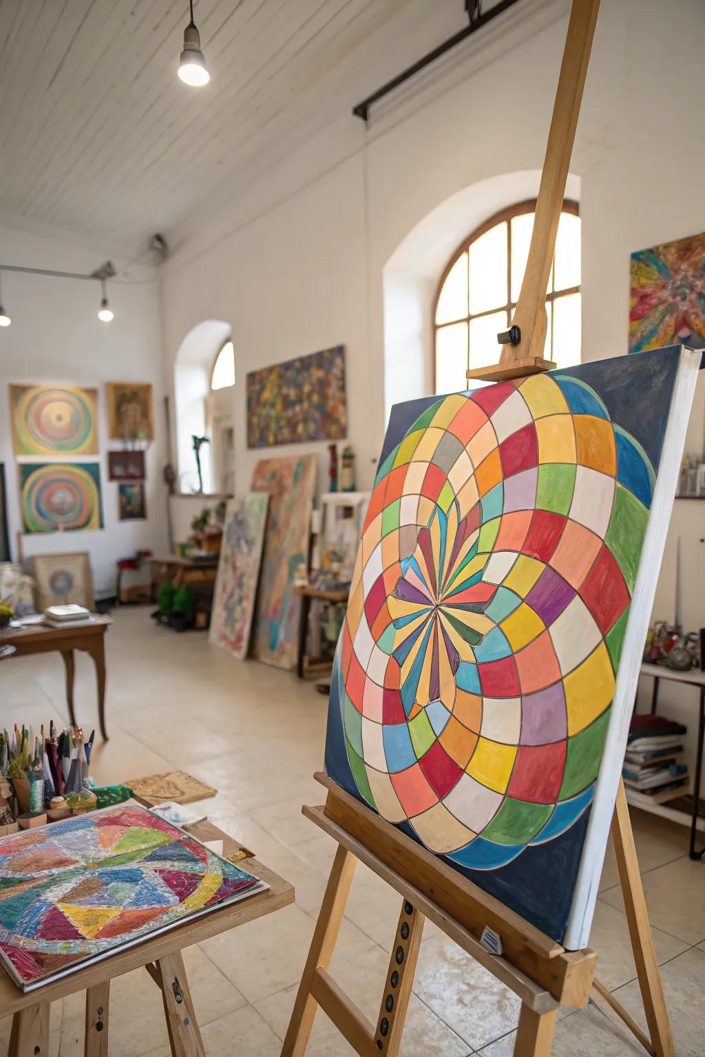 An deceptive views art fostering ingenuity within an artistic workshop.