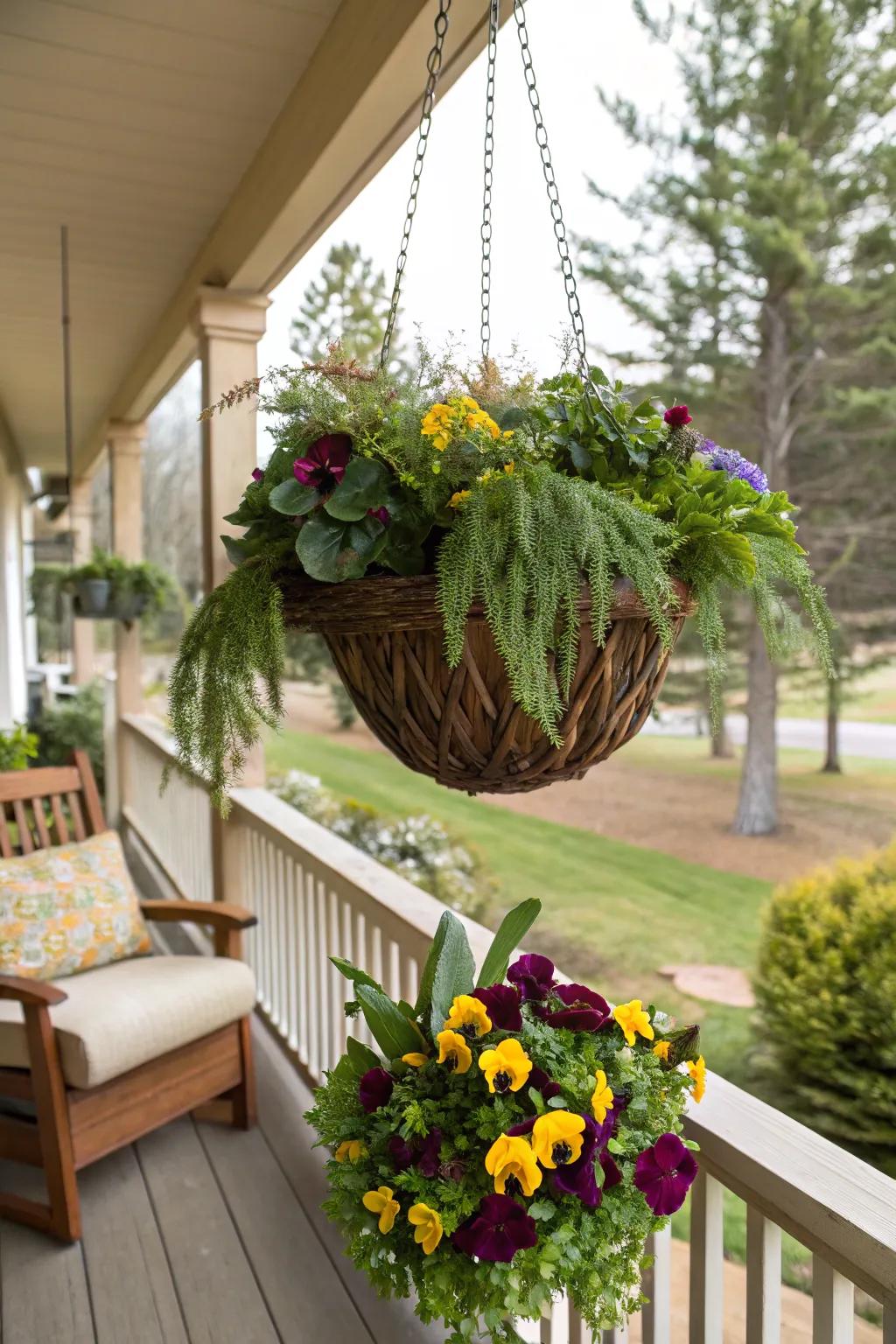 Pansies offer cheerful blossoms throughout winter.