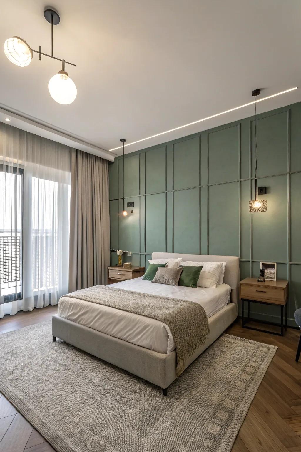 A simple accent wall gives a clean and advanced aesthetic.