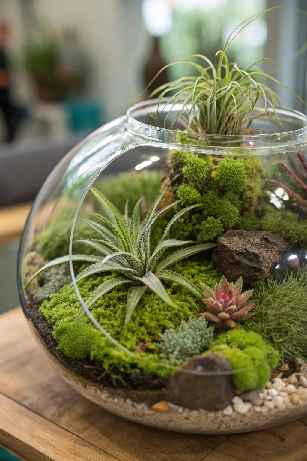 Air plants presented with moss.
