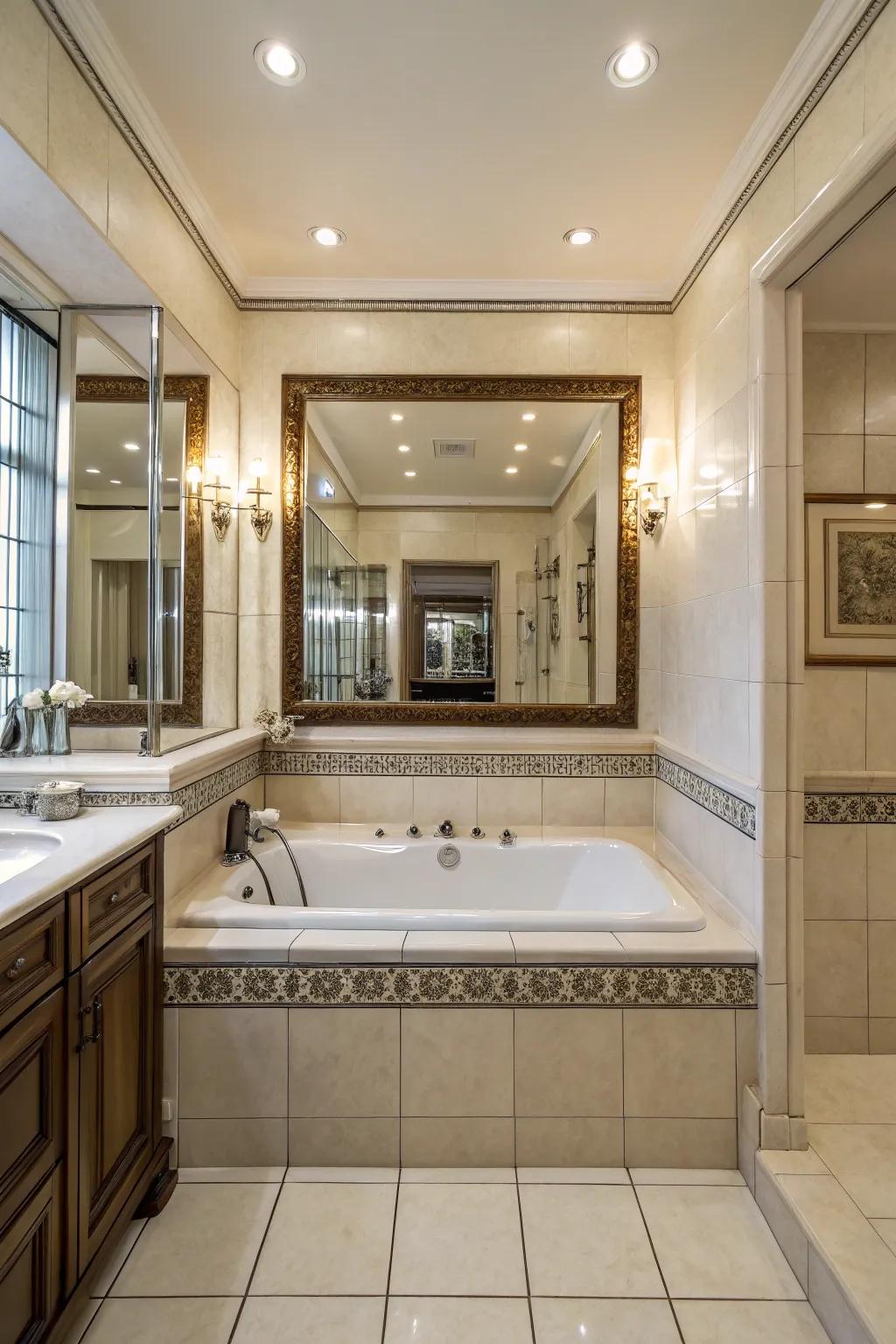 Expand your space visually with a mirrored wall.