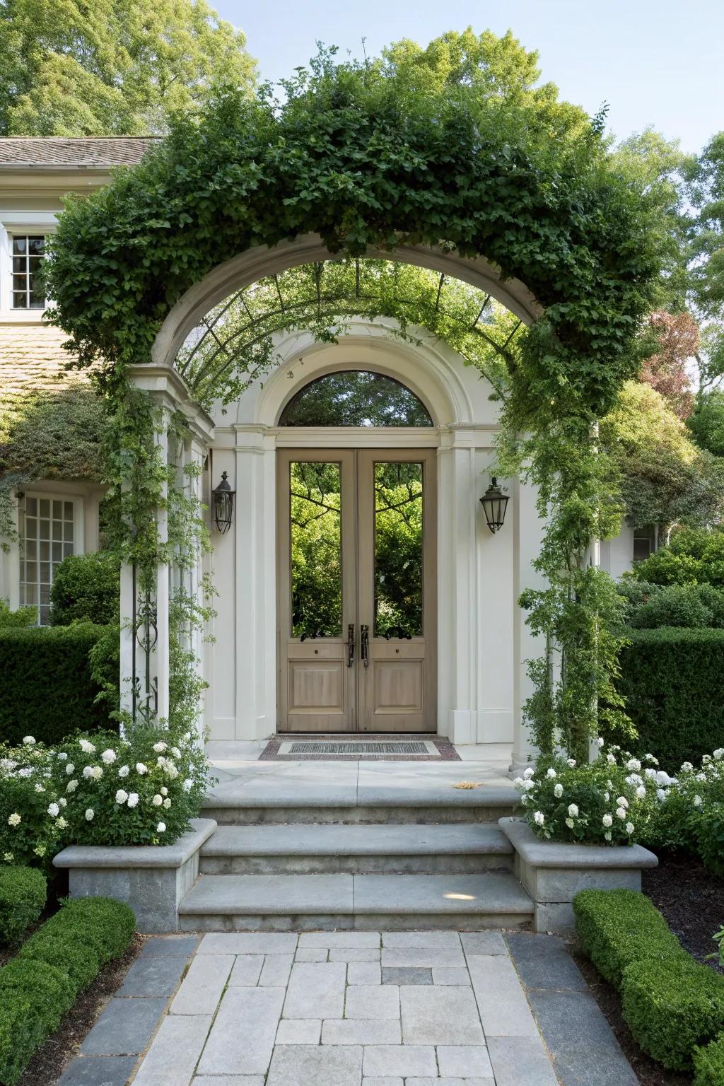 Symmetrical arbors for a formal and balanced gateway.