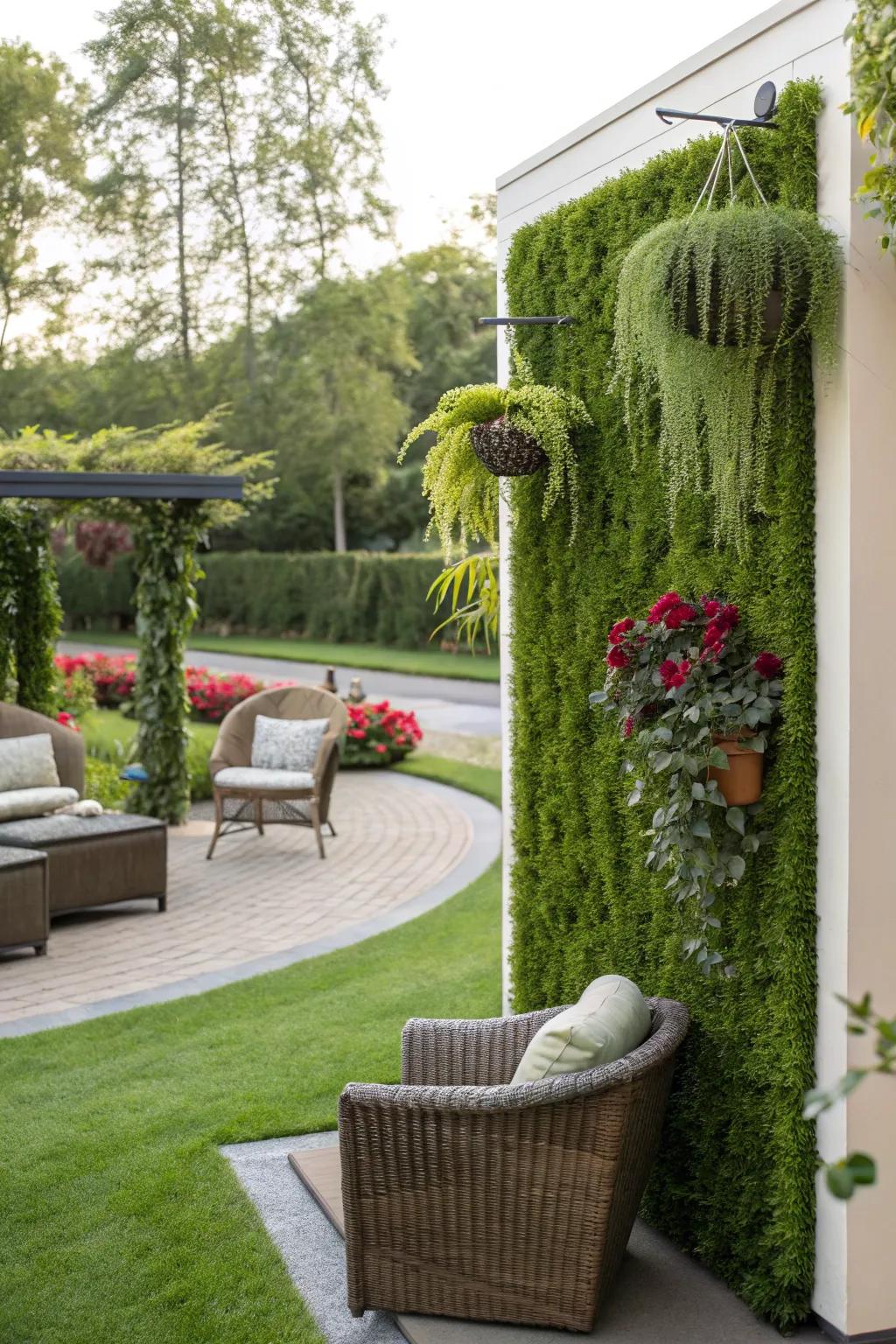 A striking accent structure constructed from artificial grass.
