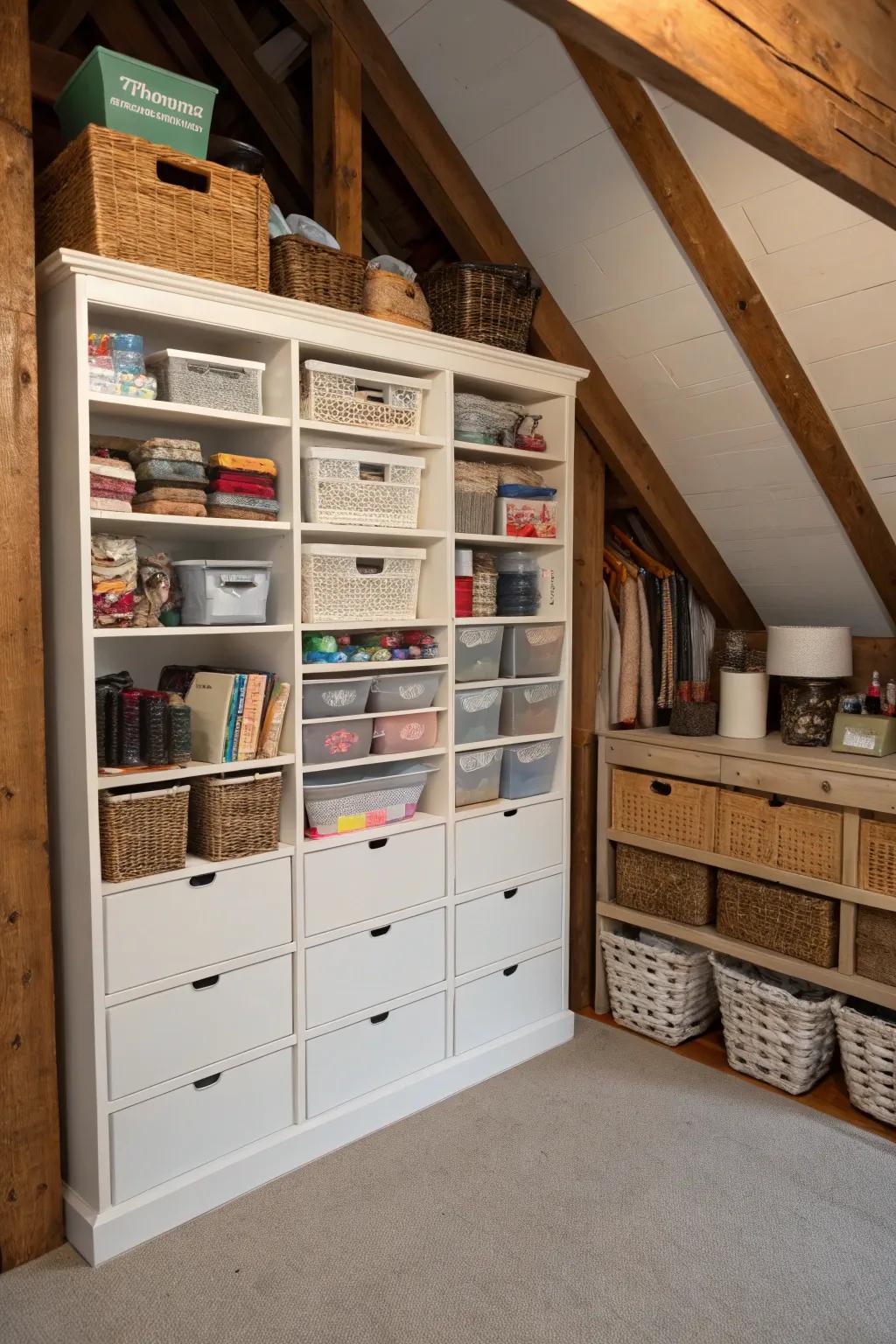 Innovative storage solutions maintain a closet's order and functionality.