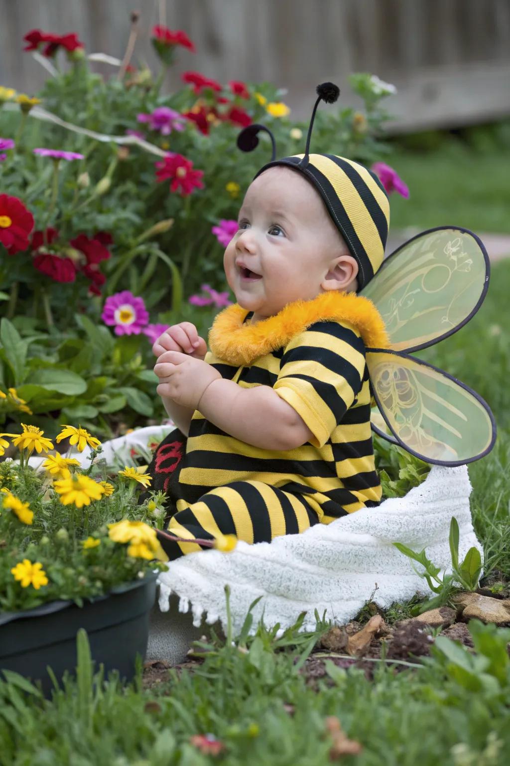 Buzzing with cuteness, this little bee is all set for Halloween.