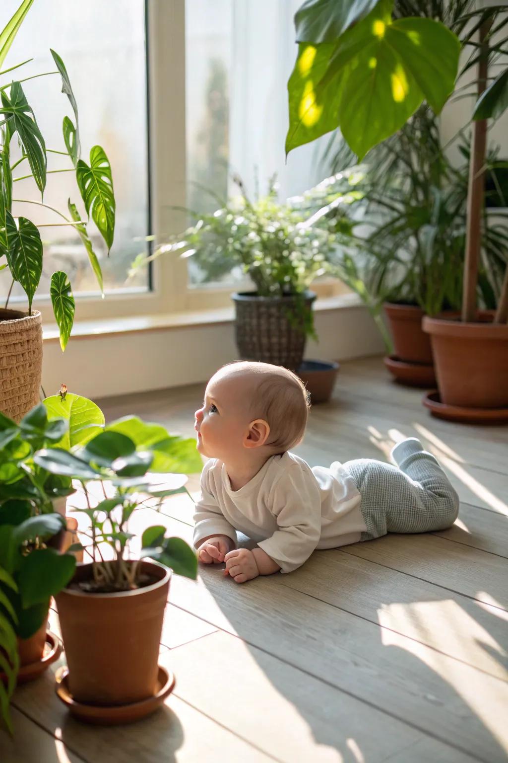 An indoor garden setting provides a breath of fresh air.