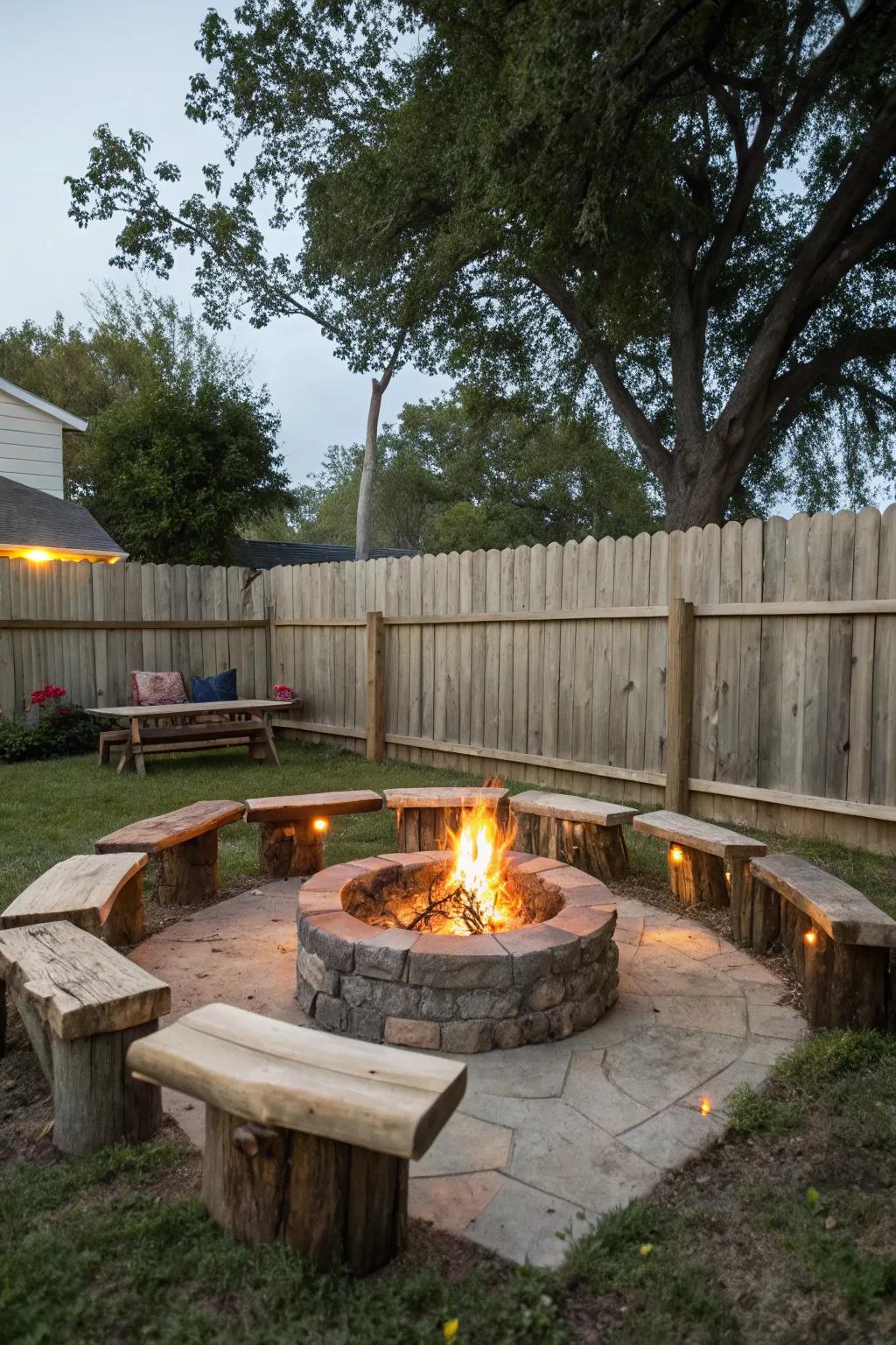Lumber stools present a rustic and sustainable seating alternative.