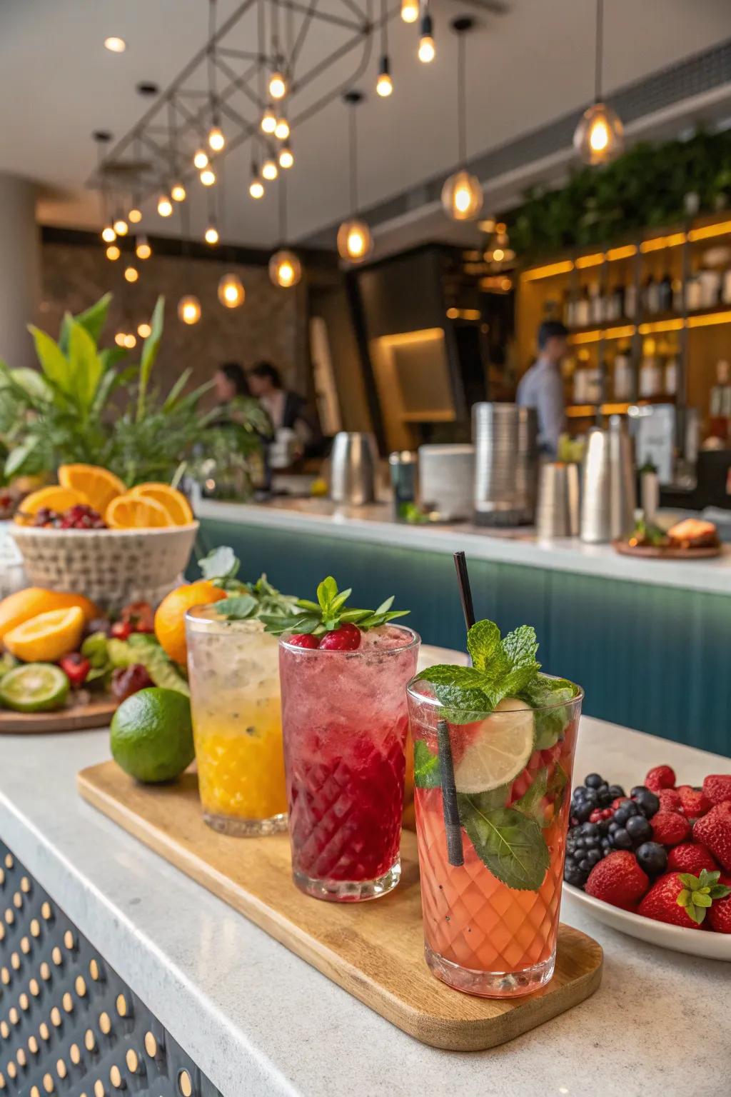 A vibrant refreshment bar serving refreshing drinks, designed to entice and refresh.