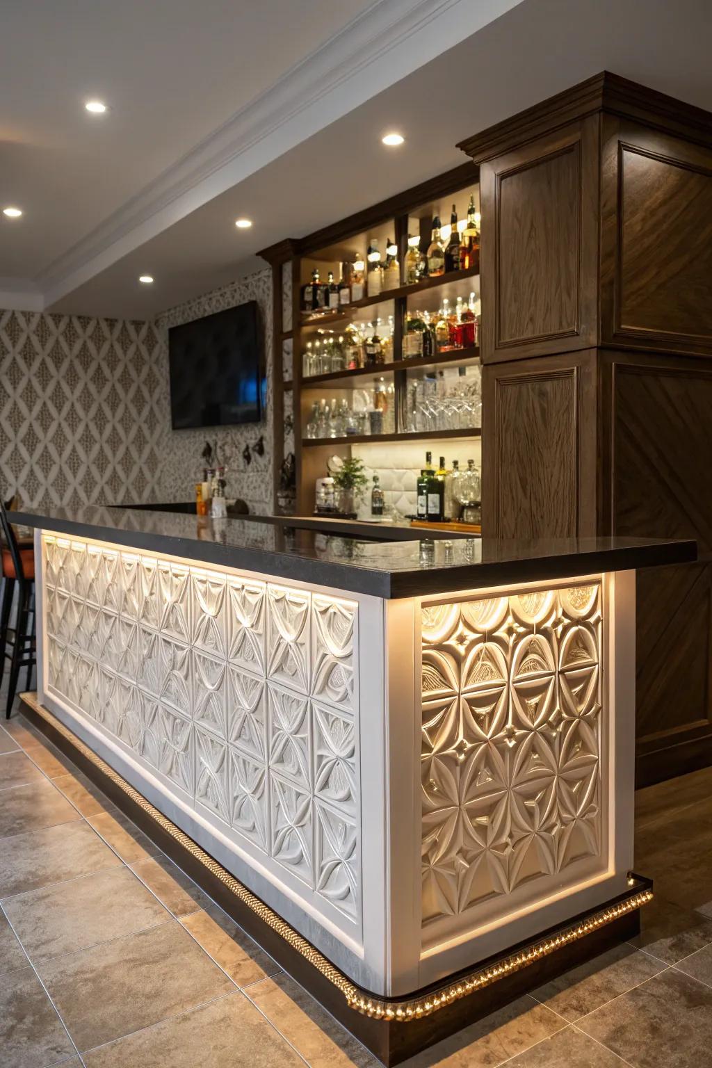 3D panels incorporate creative flair and depth into your bar space.