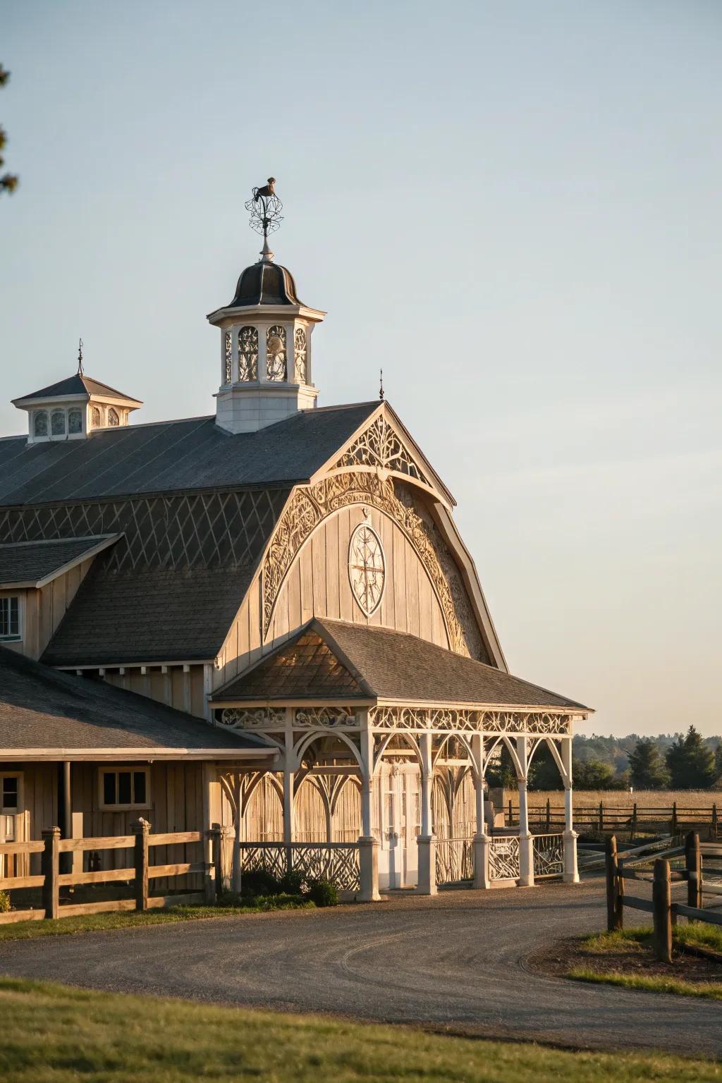 A belvedere appends grace and functionality to any barn framework.