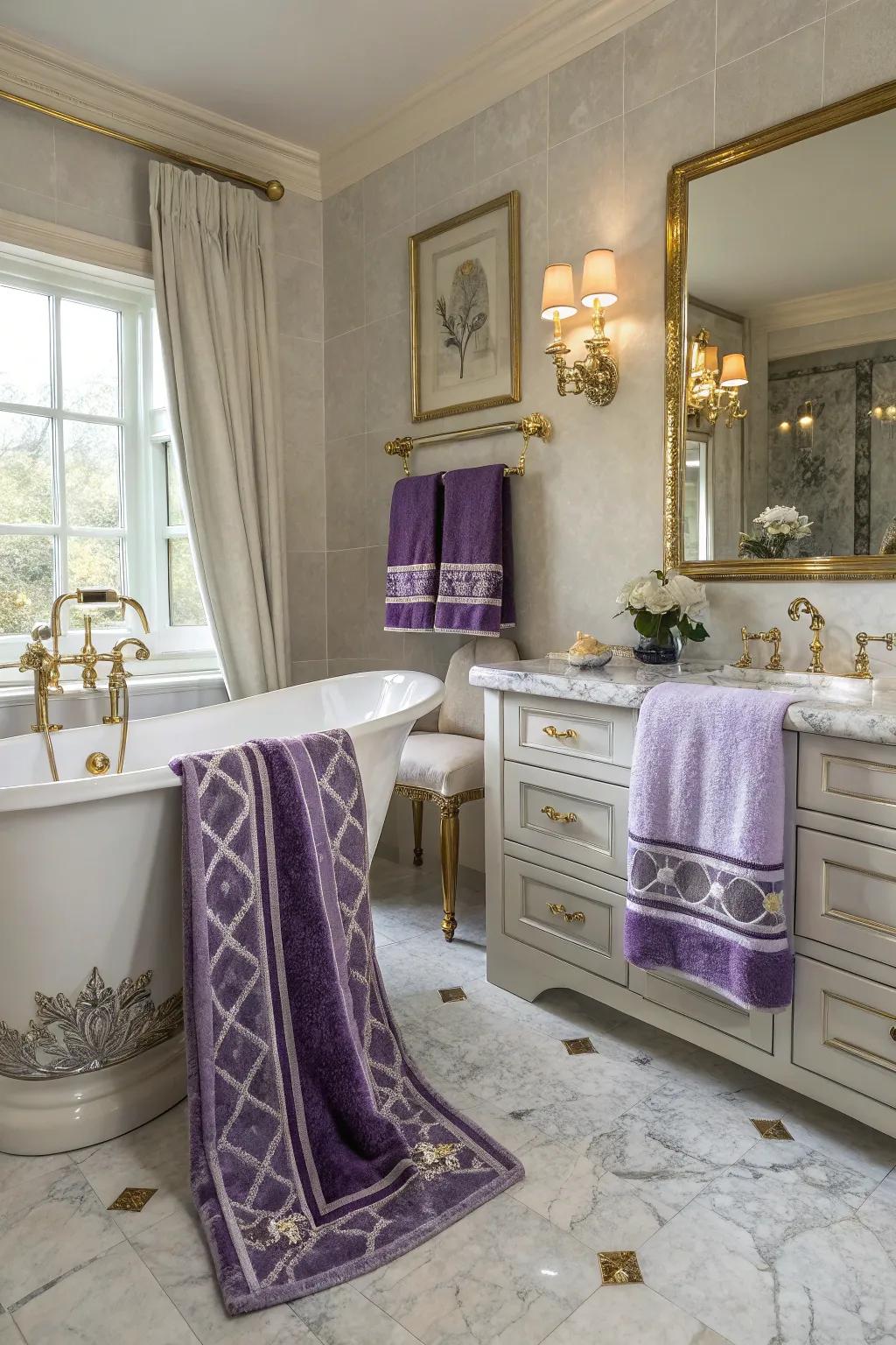 Amethyst and silver cloths offer a luxurious and regal feel.