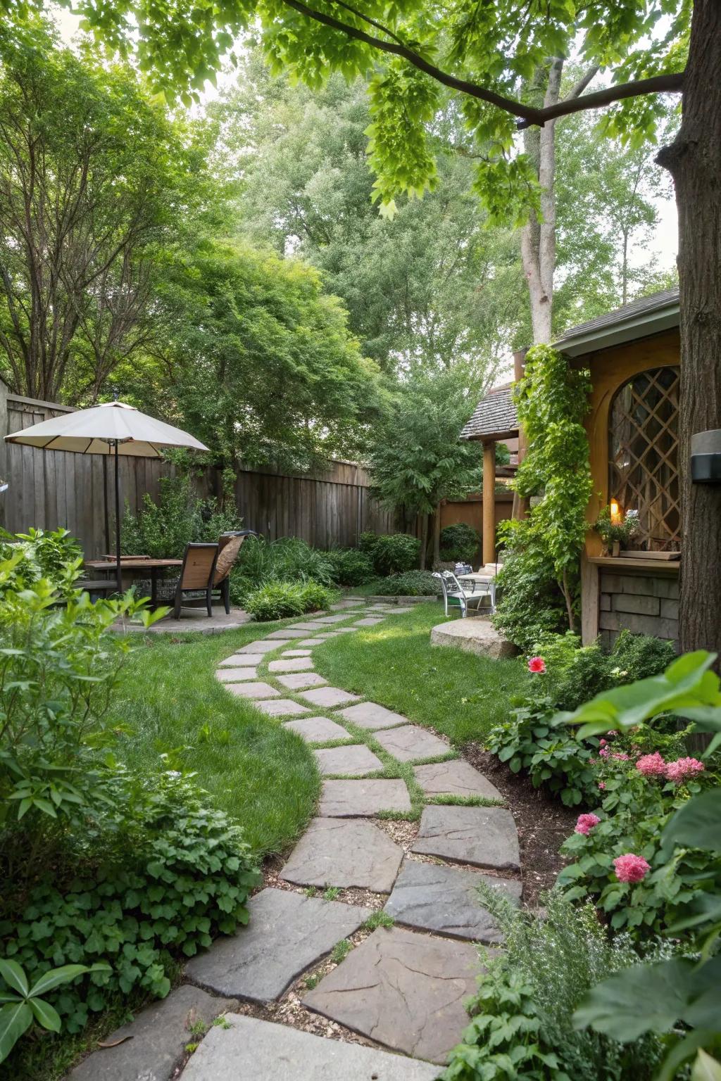 Beach stones add texture and a natural coastal charm to the garden.
