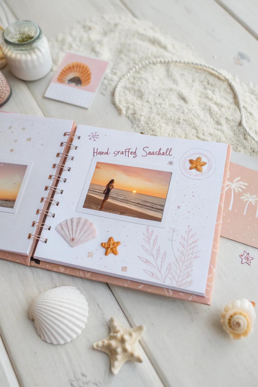 Immortalize the warmth of beach twilight through sundown tints within your scrapbook.