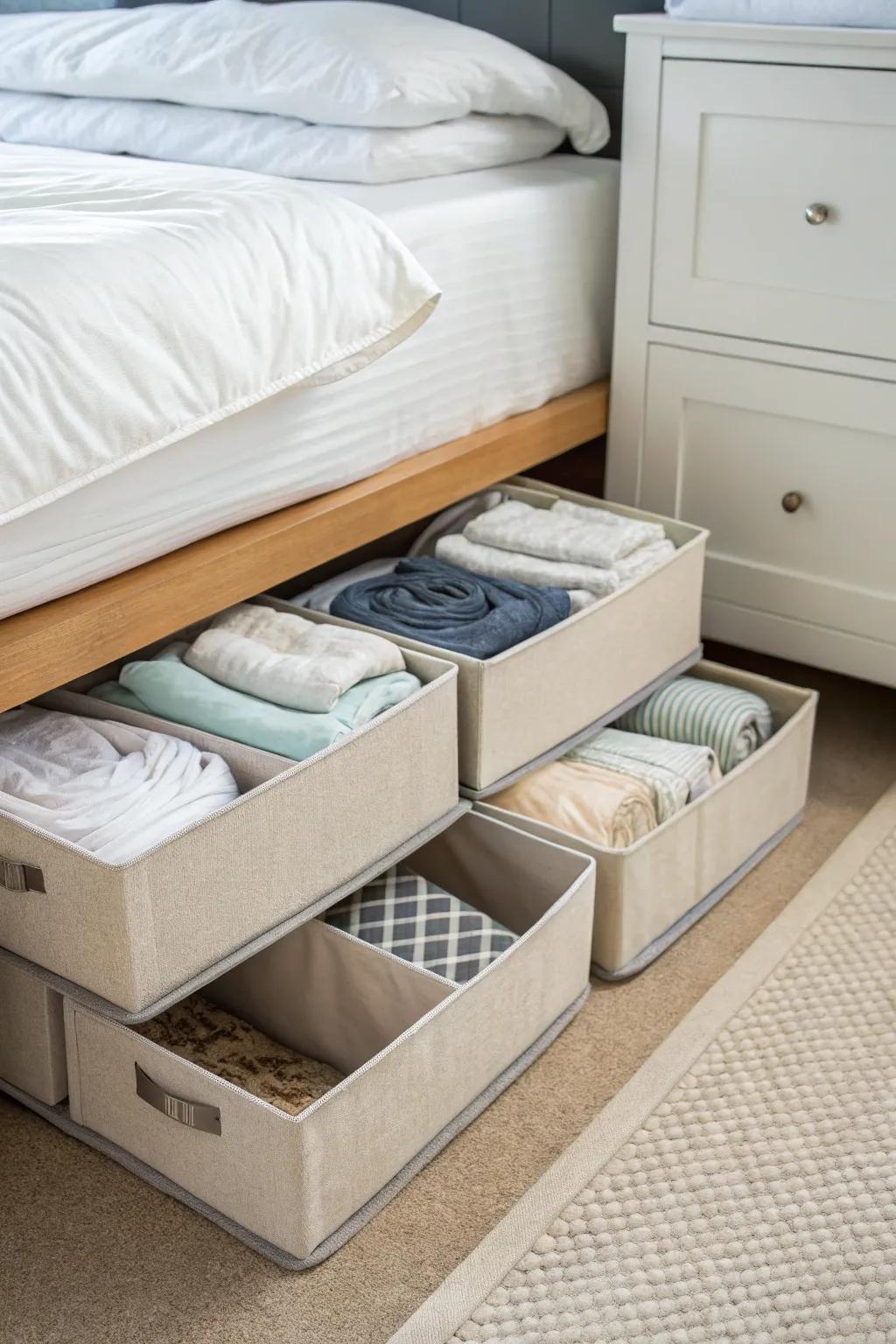 Below deck storage is ideal for maximizing hidden area.