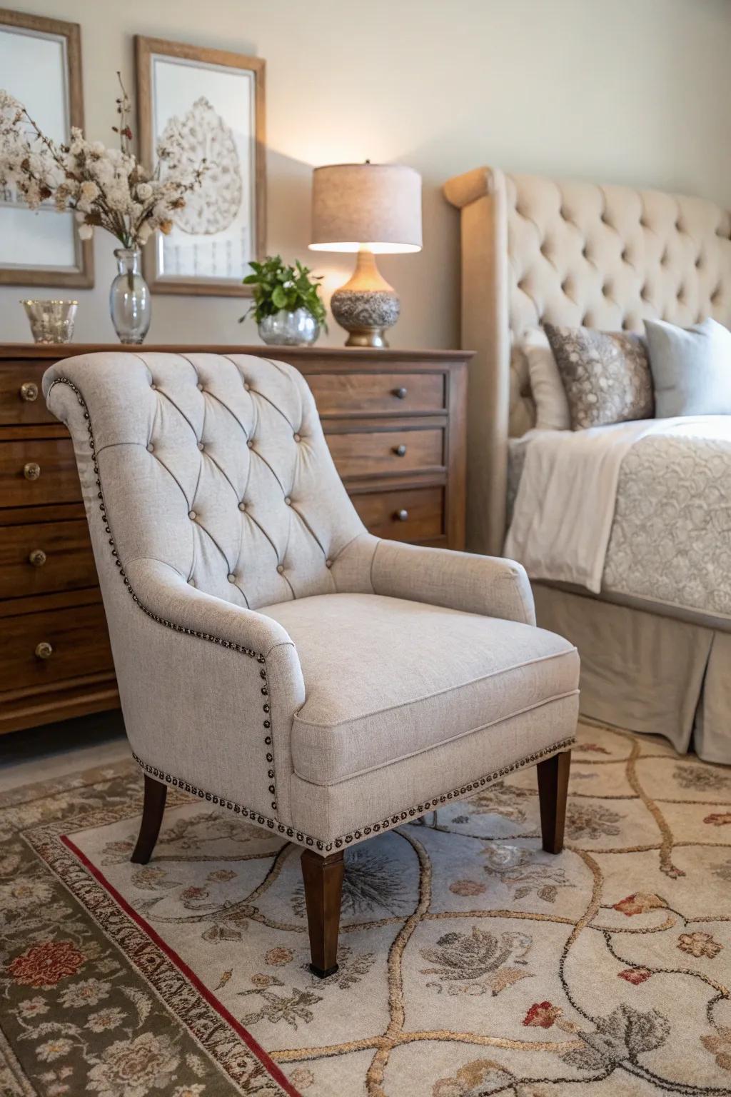 Tufted chairs imbue a space with elegance and sophistication, adding a touch of refinement.