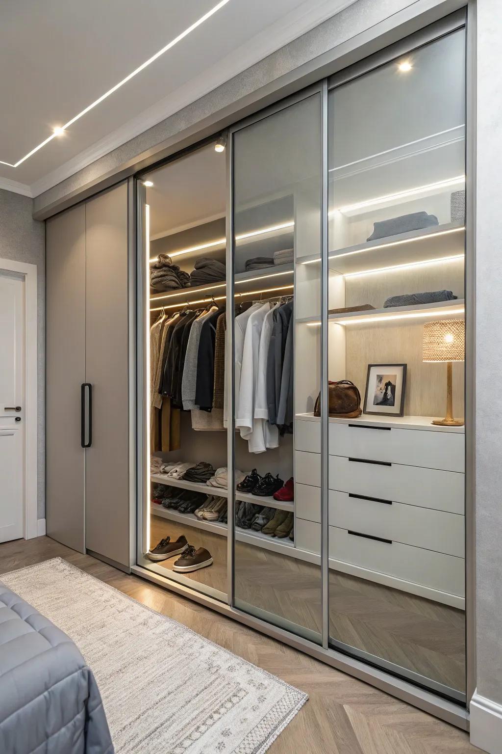 Sliding doors are great for saving space and making your closet more modern.