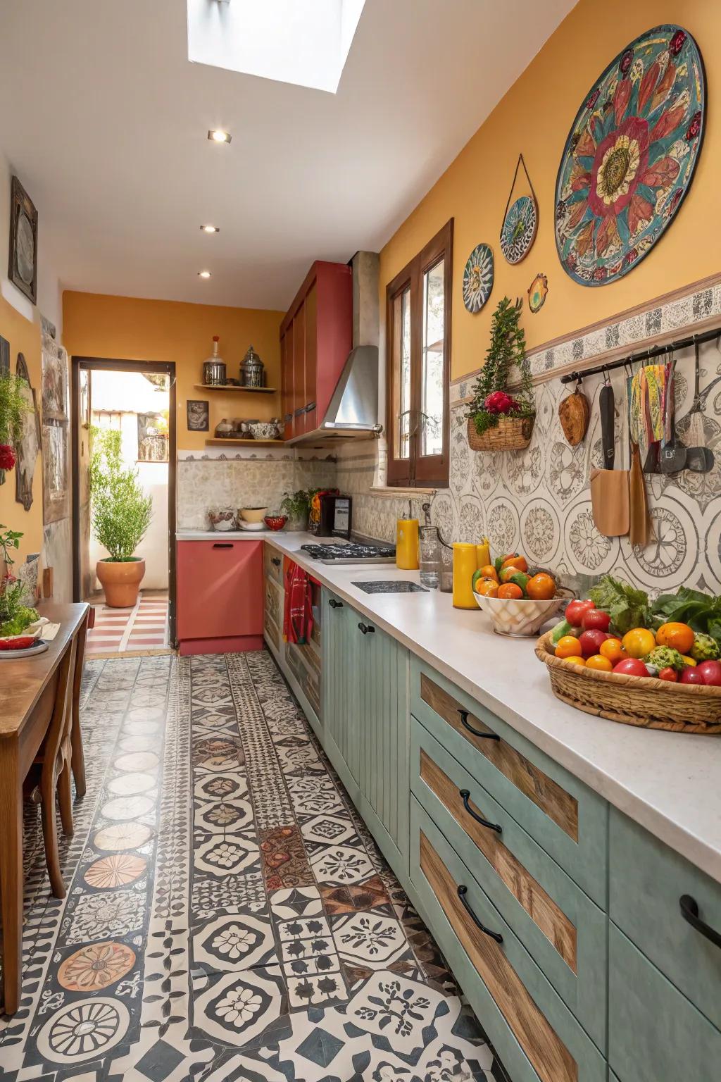 Patterned tiles add a playful, creative essence to any room.