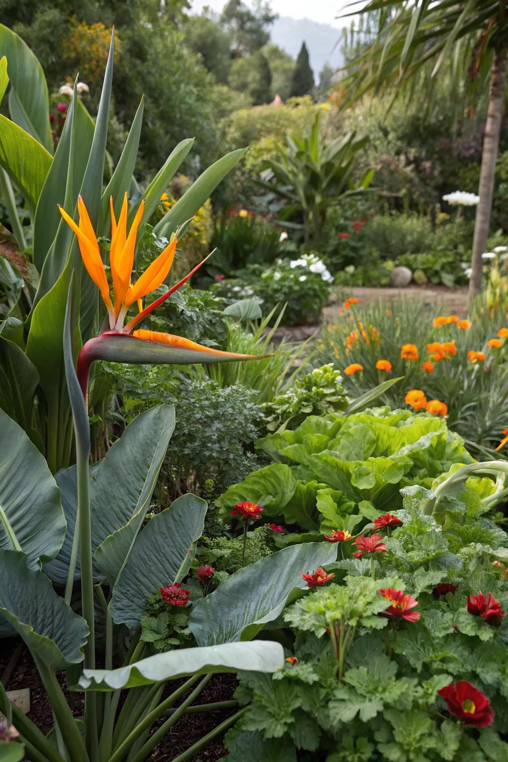 Unite beauty and function with Bird of Paradise in an edible garden.