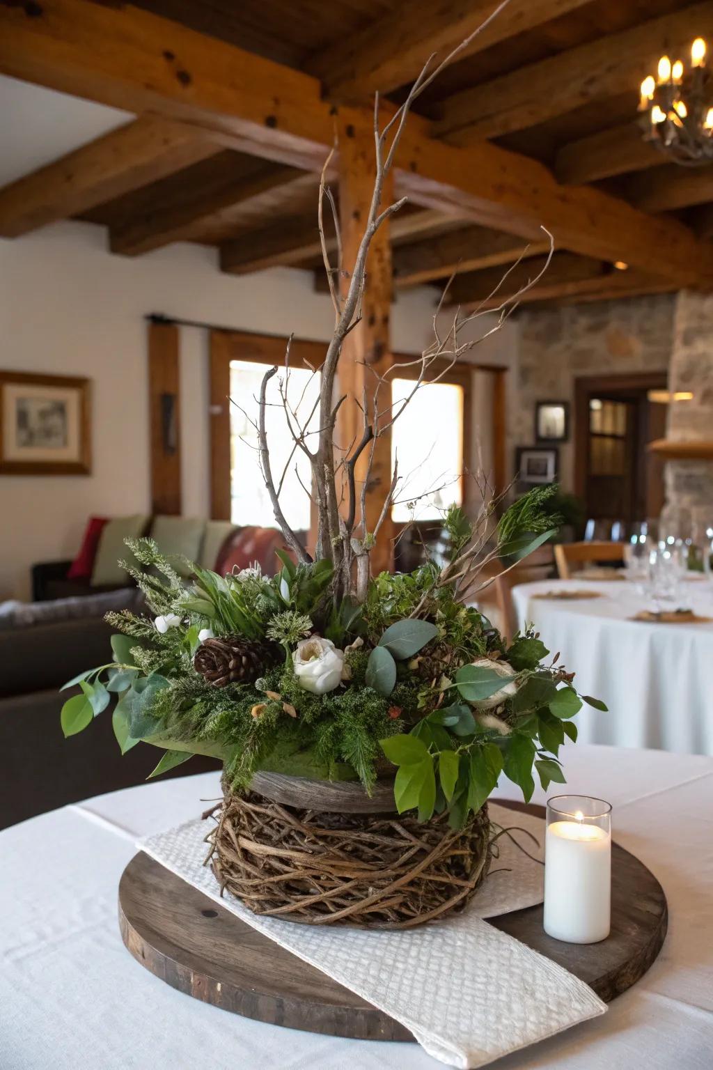 A natural centerpiece that brings the outdoors inside.
