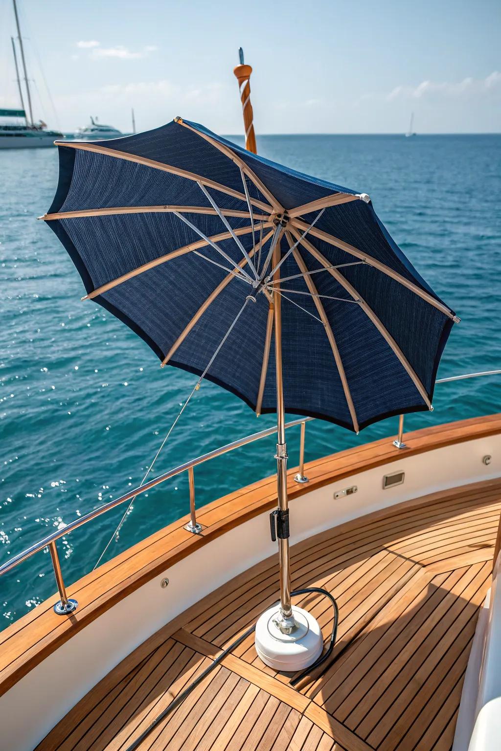 Stay cool and steady with a wind vented umbrella – the perfect partner for a breezy day on the water.