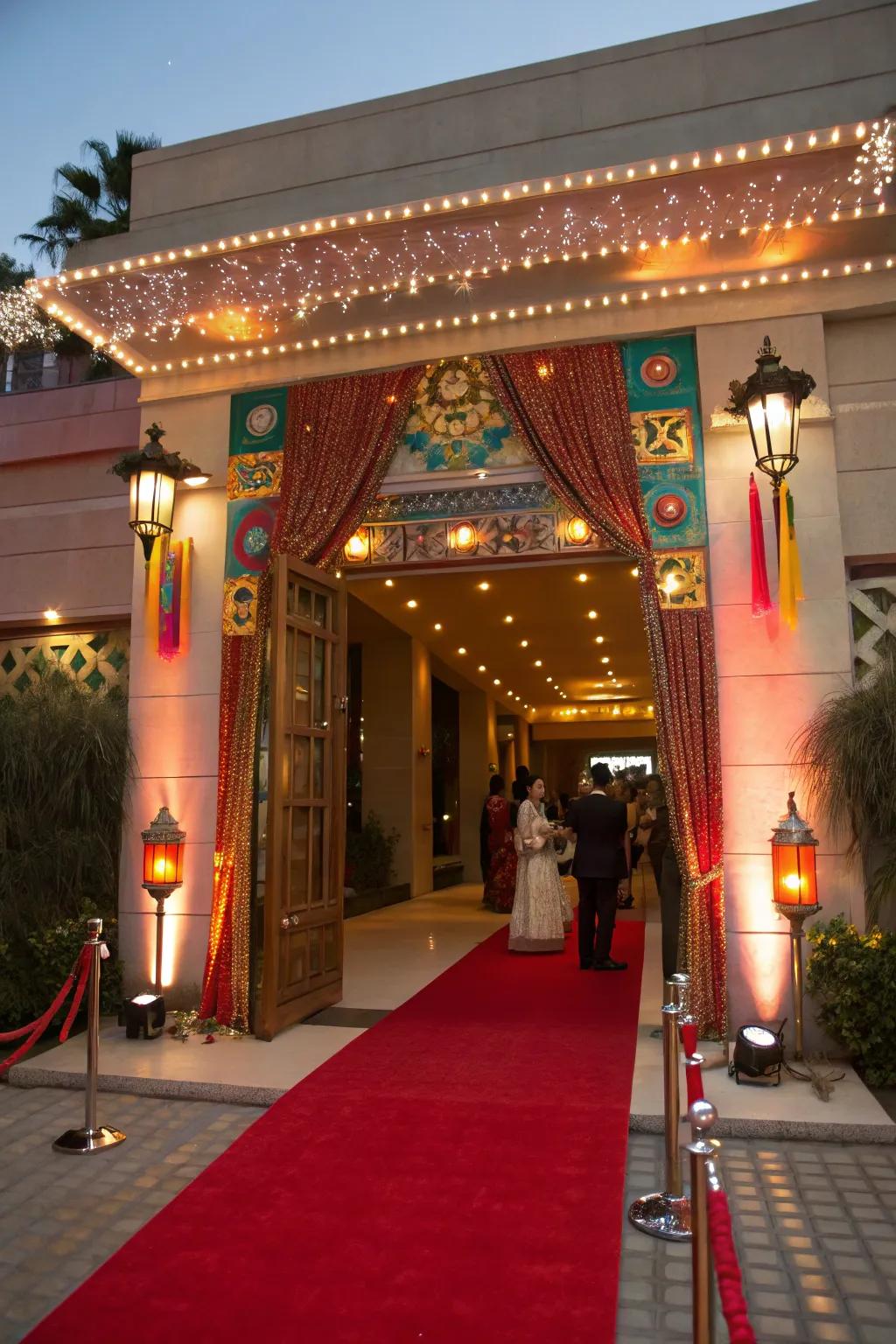 Make a grand entrance with a glamorous red carpet.