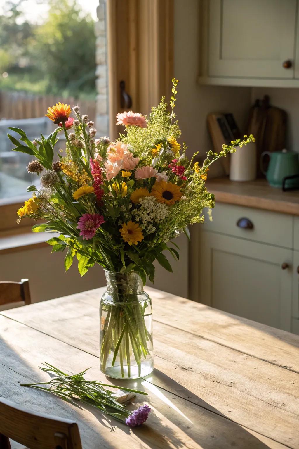 Eco-friendly arrangement encouraging local farmers.